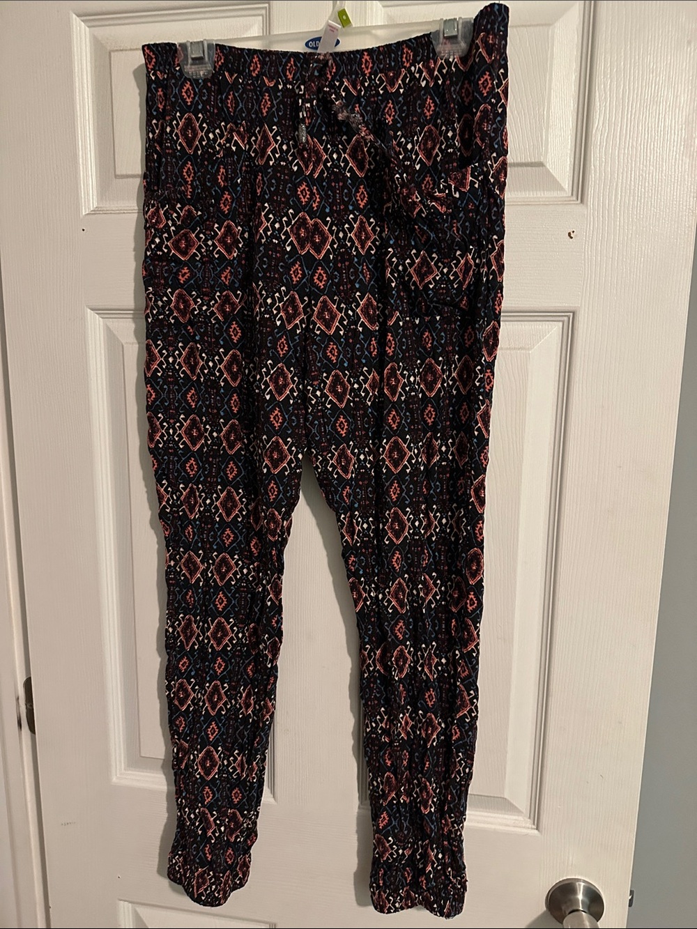 Xhilaration Navy Aztec Print Drawstring Track Pants